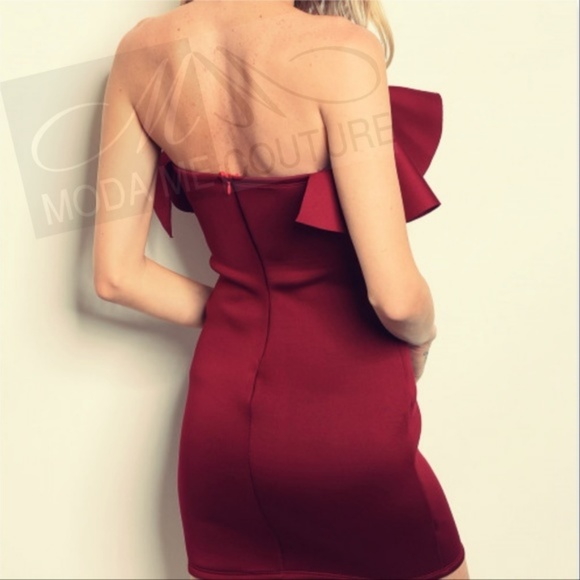 DRESS MINI FORMAL ANISA BURGUNDY DRESS - Picture 3 of 3